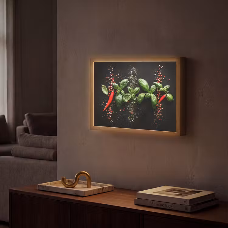 Lightbox - Wandlamp - Chilipepers - Basilicum - Blaadjes - Rood — 2