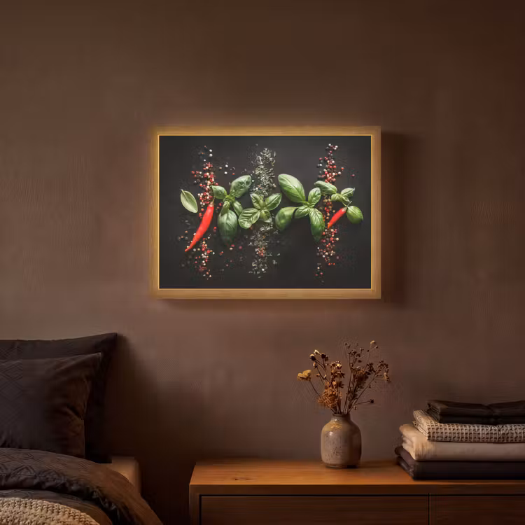 Lightbox - Wandlamp - Chilipepers - Basilicum - Blaadjes - Rood — 3