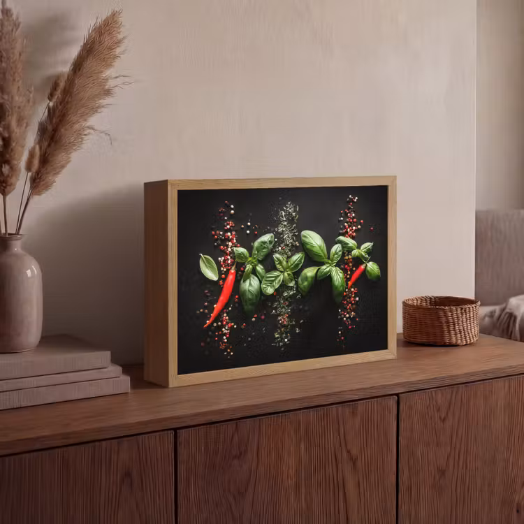 Lightbox - Wandlamp - Chilipepers - Basilicum - Blaadjes - Rood — 4