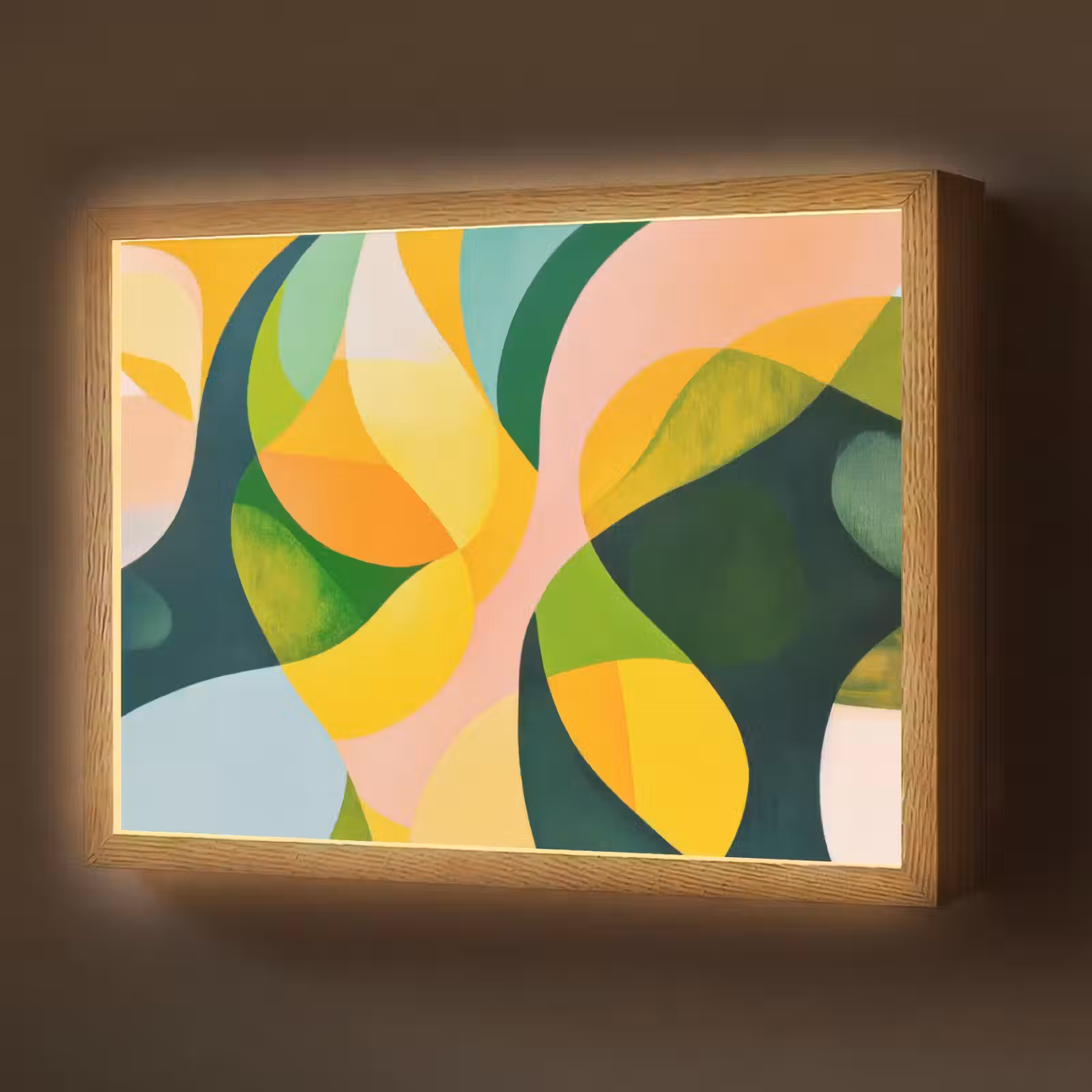 Lightbox - Wandlamp - Abstract - Geel - Roze - Groen — 1