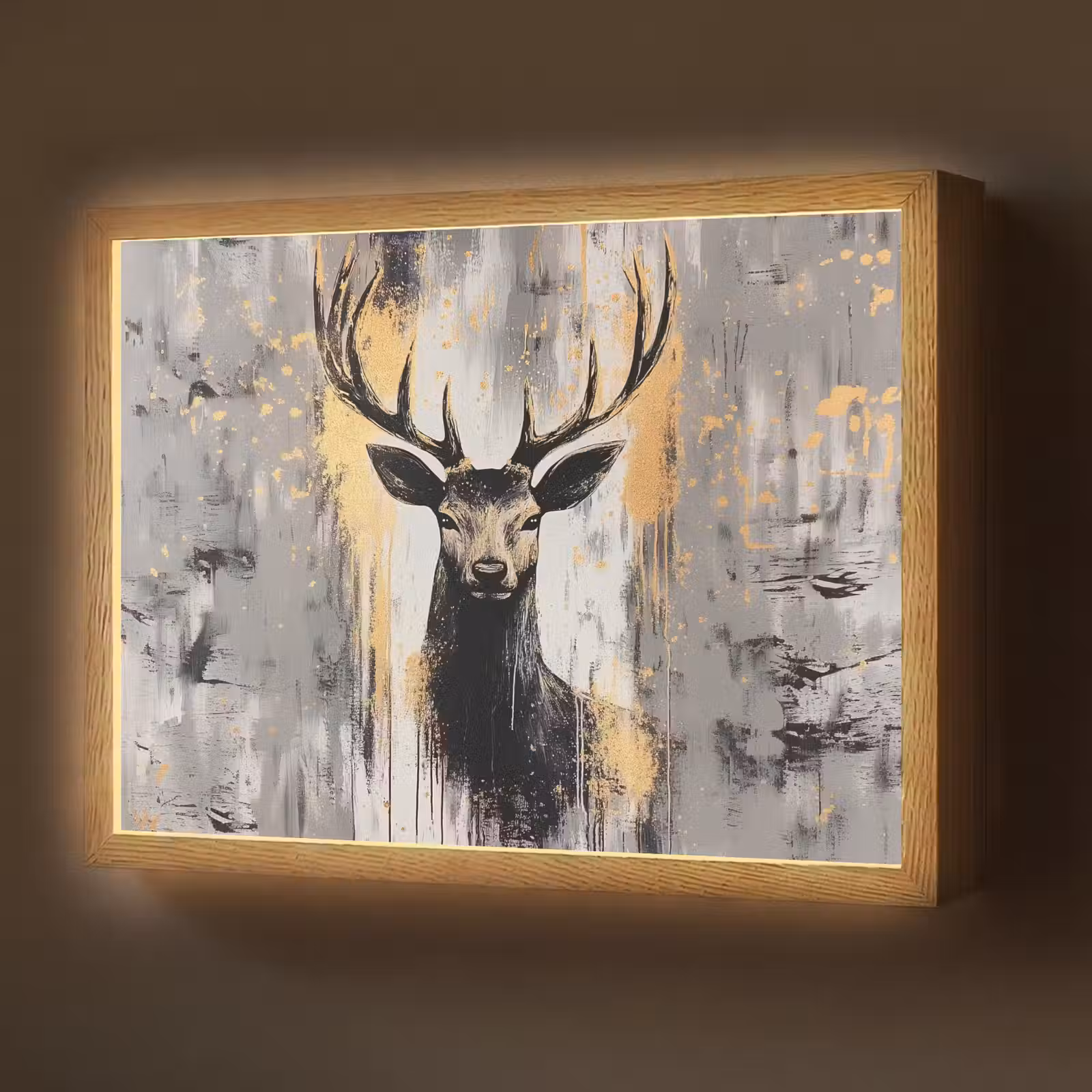 Lightbox - Wandlamp - Abstract - Hert - Gewei - Goud — 1