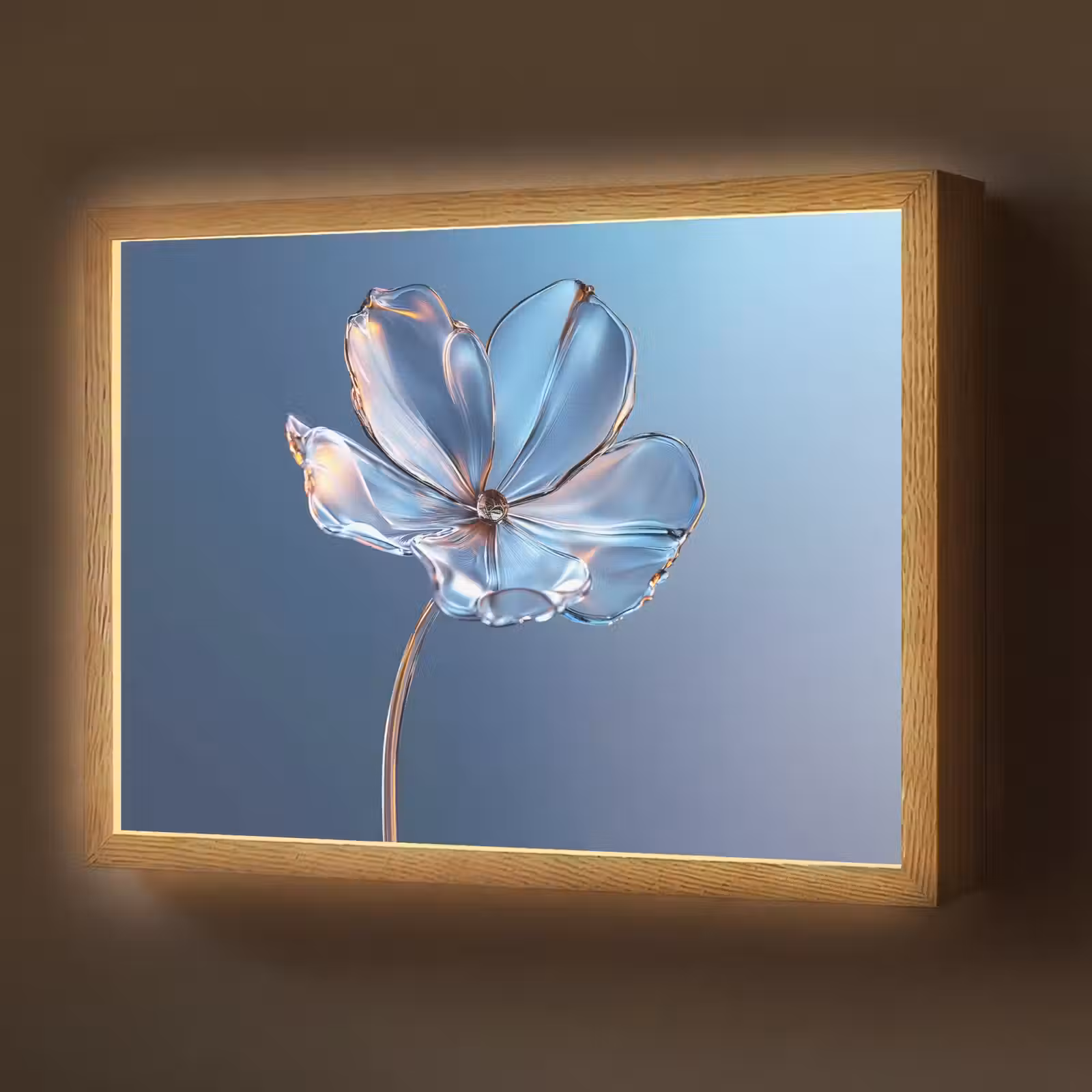 Lightbox - Wandlamp - Blauw - Bloem - Glazen - Sierlijk — 1