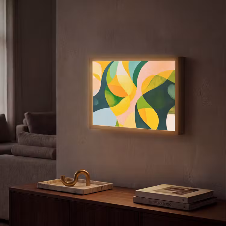Lightbox - Wandlamp - Abstract - Geel - Roze - Groen — 2