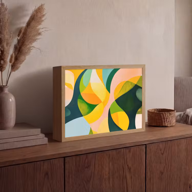 Lightbox - Wandlamp - Abstract - Geel - Roze - Groen — 4