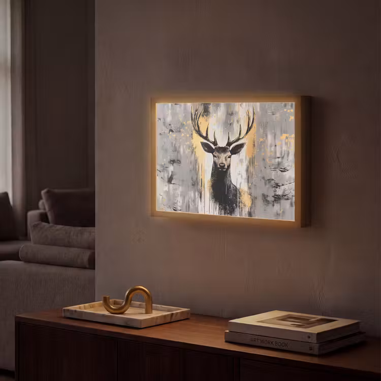 Lightbox - Wandlamp - Abstract - Hert - Gewei - Goud — 2