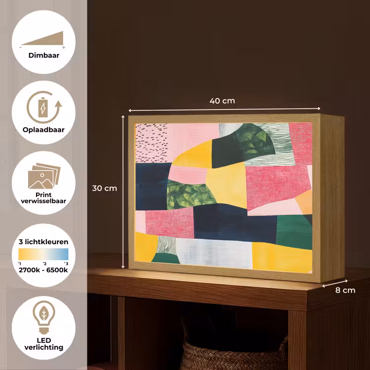 Lightbox - Wandlamp - Abstract - Roze - Lappen - Vormen - Geel — 10