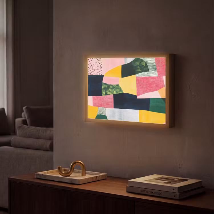 Lightbox - Wandlamp - Abstract - Roze - Lappen - Vormen - Geel — 2