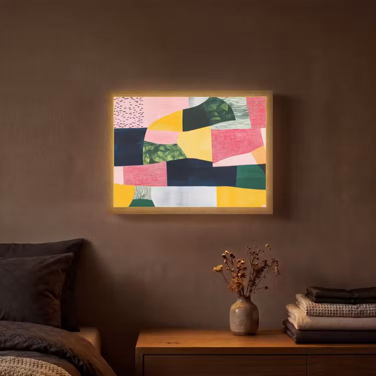 Lightbox - Wandlamp - Abstract - Roze - Lappen - Vormen - Geel — 3
