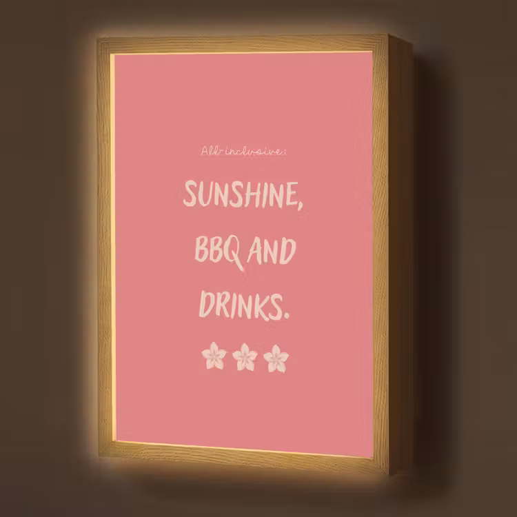 Lightbox - Wandlamp - BBQ - Quote - Roze - Zomer — 1