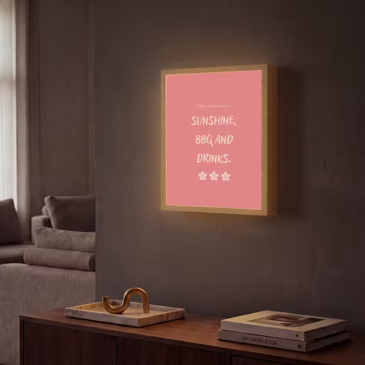 Lightbox - Wandlamp - BBQ - Quote - Roze - Zomer — 2