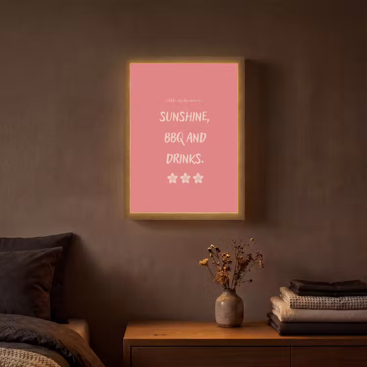 Lightbox - Wandlamp - BBQ - Quote - Roze - Zomer — 3