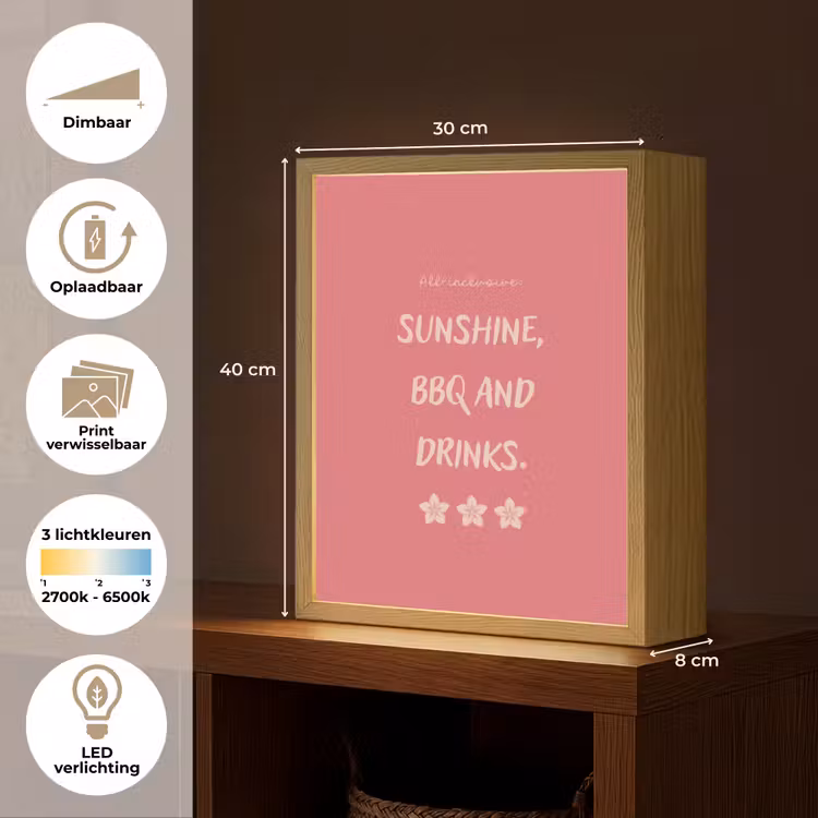 Lightbox - Wandlamp - BBQ - Quote - Roze - Zomer — 9
