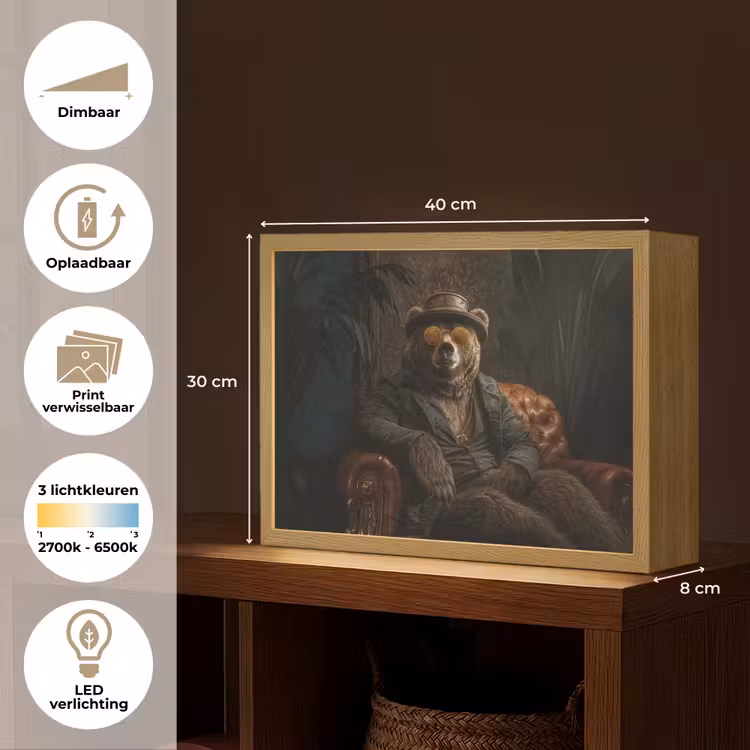 Lightbox - Wandlamp - Beer - Bruin - Pak - Hoed — 10
