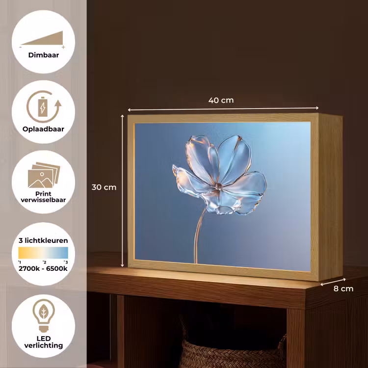 Lightbox - Wandlamp - Blauw - Bloem - Glazen - Sierlijk — 10