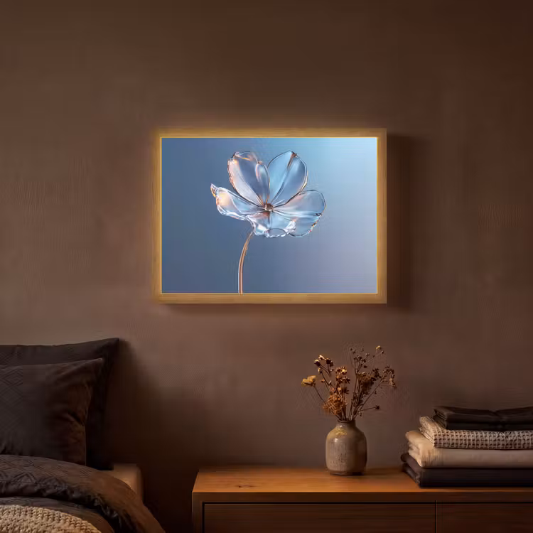 Lightbox - Wandlamp - Blauw - Bloem - Glazen - Sierlijk — 3