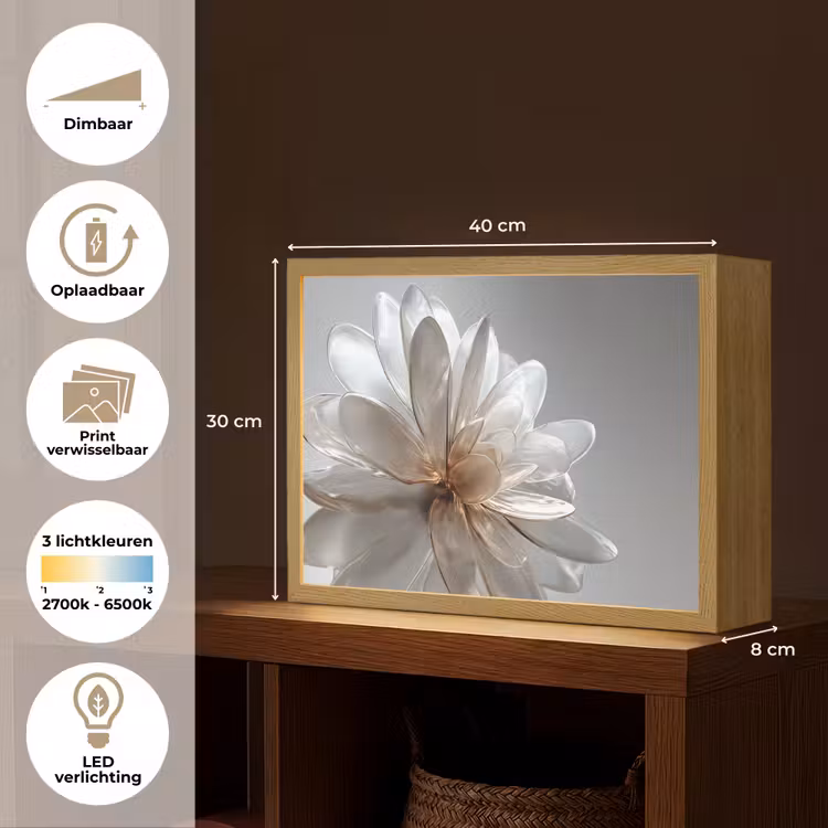 Lightbox - Wandlamp - Bloem - Wit - Neutraal — 10