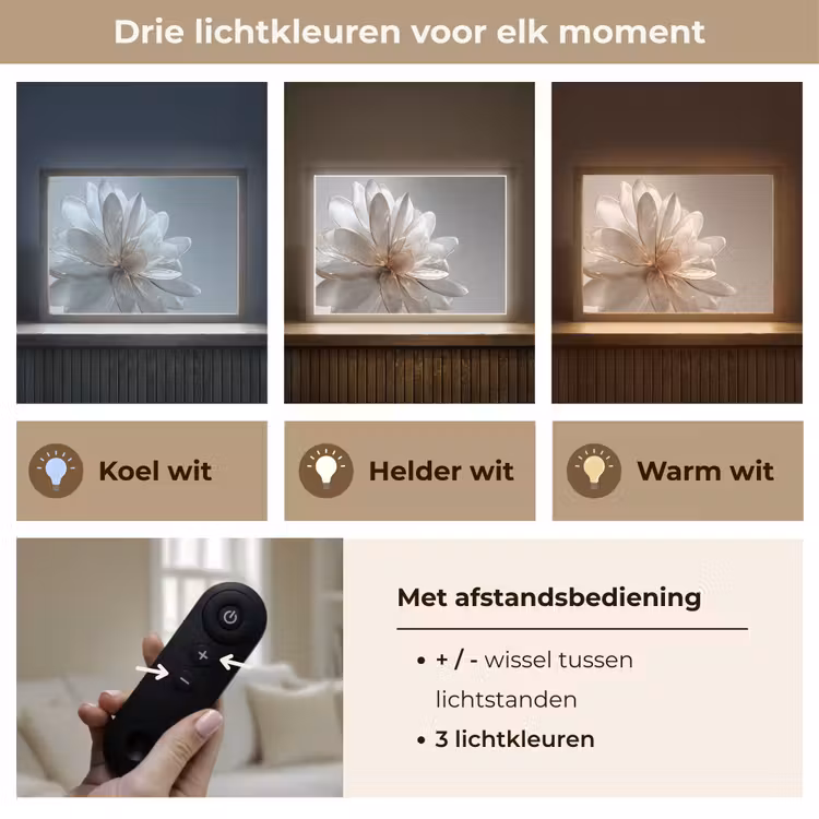 Lightbox - Wandlamp - Bloem - Wit - Neutraal — 8