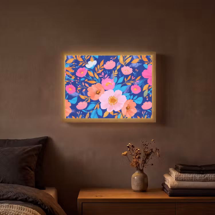 Lightbox - Wandlamp - Bloemen - Blauw - Roze — 3