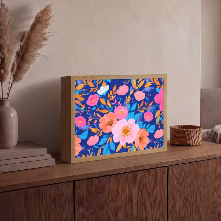 Lightbox - Wandlamp - Bloemen - Blauw - Roze — 4