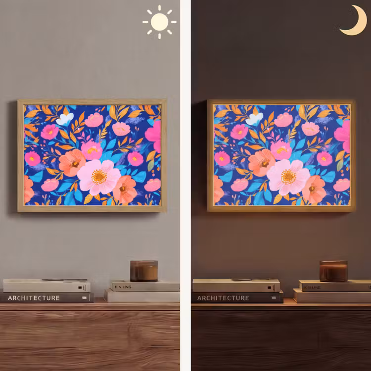 Lightbox - Wandlamp - Bloemen - Blauw - Roze — 6