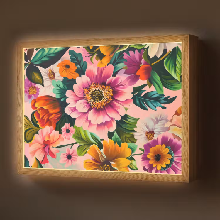 Lightbox - Wandlamp - Bloemen - Kleurrijk - Roze — 1