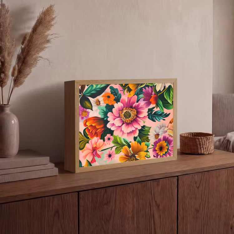 Lightbox - Wandlamp - Bloemen - Kleurrijk - Roze — 4
