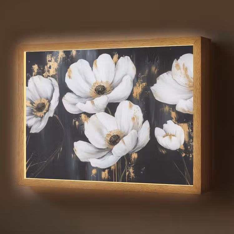 Lightbox - Wandlamp - Bloemen - Wit - Abstract — 1