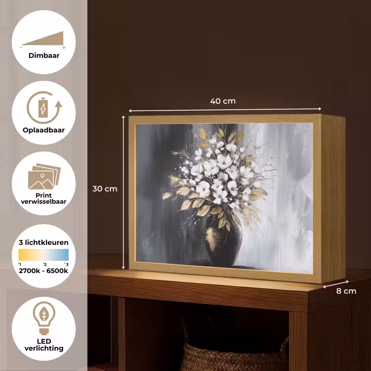 Lightbox - Wandlamp - Bloemen - Wit - Vaas - Abstract — 10
