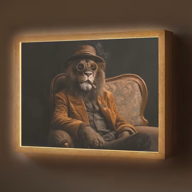 Lightbox - Wandlamp - Bril - Leeuw - Bank - Hoed — 1