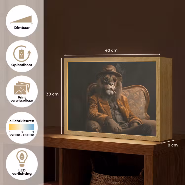 Lightbox - Wandlamp - Bril - Leeuw - Bank - Hoed — 10
