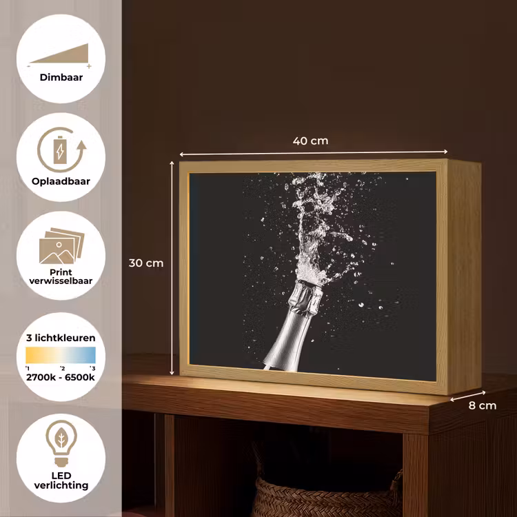 Lightbox - Wandlamp - Champagne - Zwart - Spetters - Popping — 10