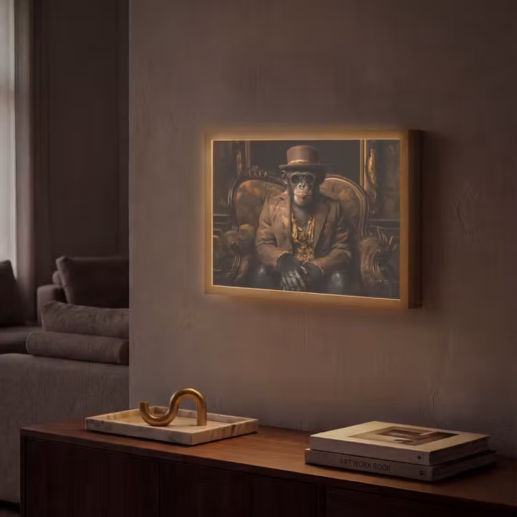 Lightbox - Wandlamp - Chimpansee - Stoel - Pak - Bruin — 2