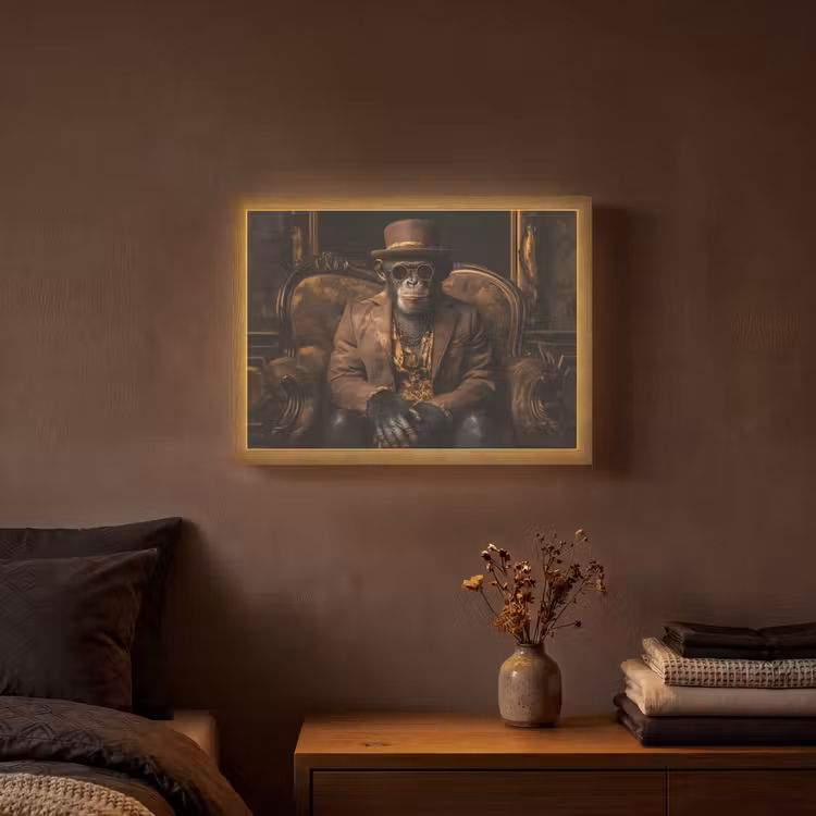 Lightbox - Wandlamp - Chimpansee - Stoel - Pak - Bruin — 3