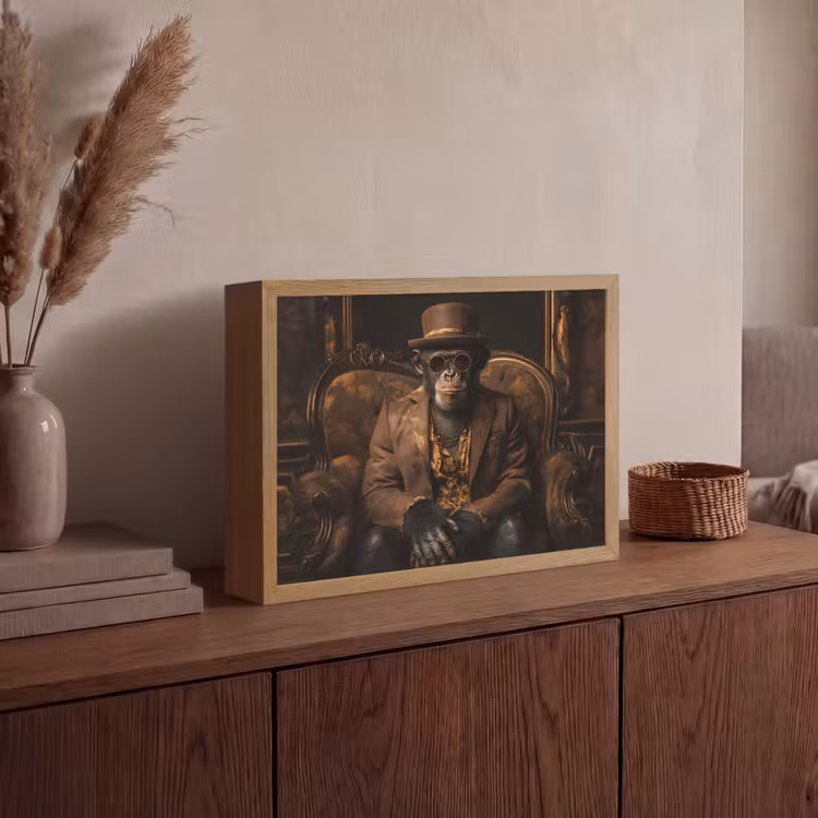 Lightbox - Wandlamp - Chimpansee - Stoel - Pak - Bruin — 4