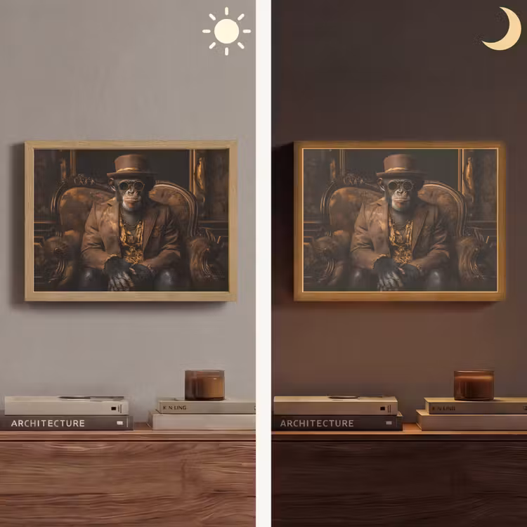 Lightbox - Wandlamp - Chimpansee - Stoel - Pak - Bruin — 6