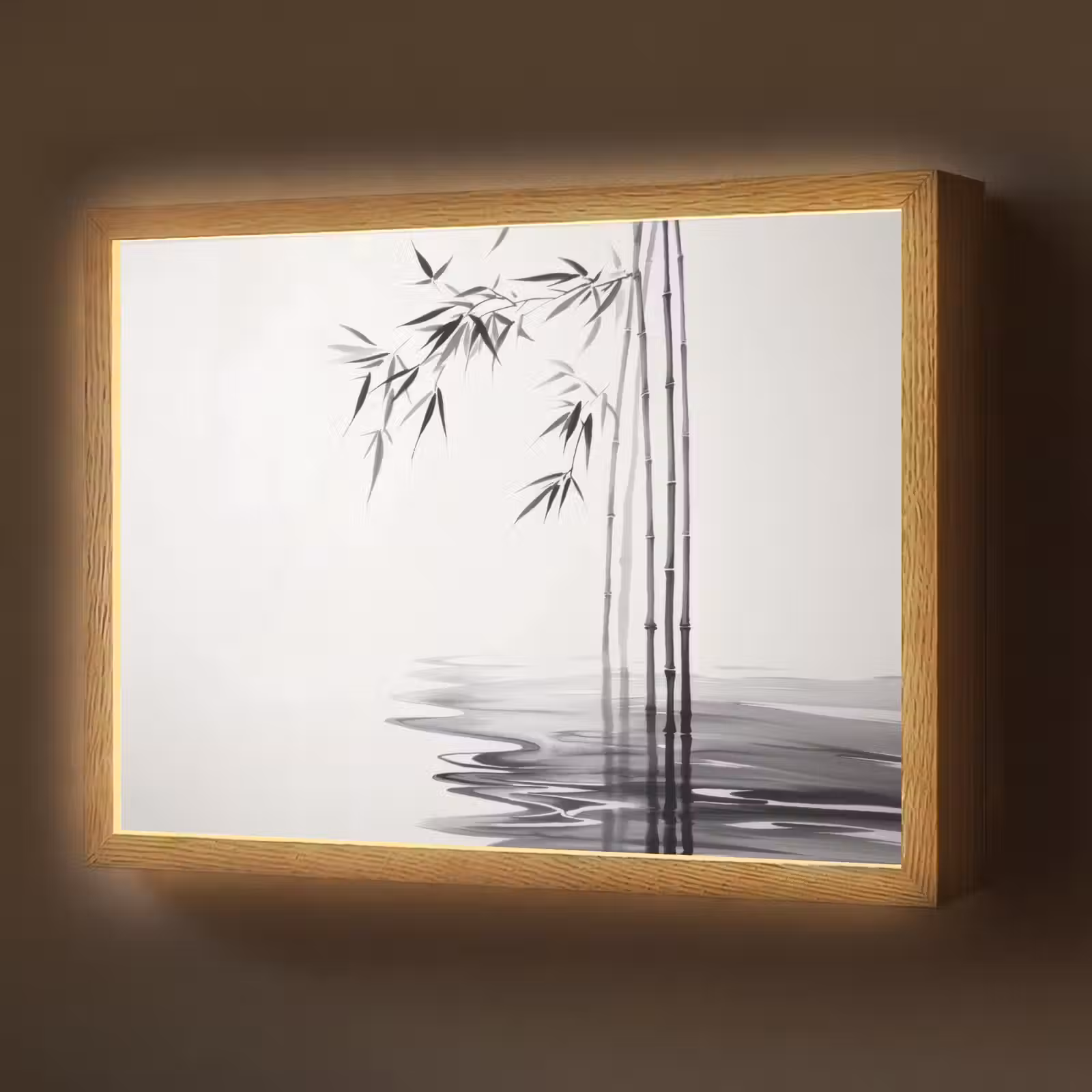 Lightbox - Wandlamp - Bamboestammen - Water - Minimalistisch - Wit — 1
