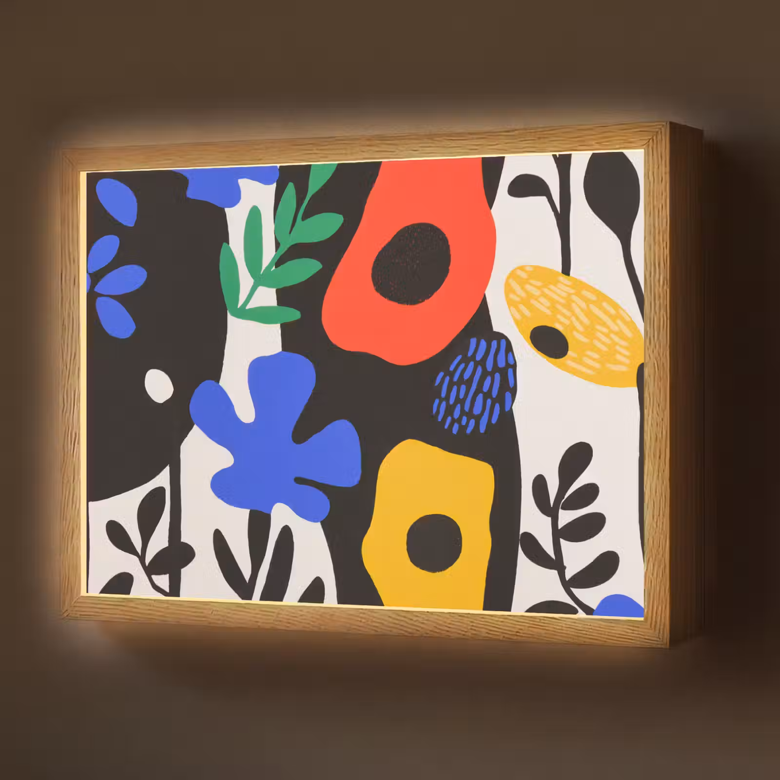Lightbox - Wandlamp - Bloemen - Bladeren - Abstract - Zwart — 1