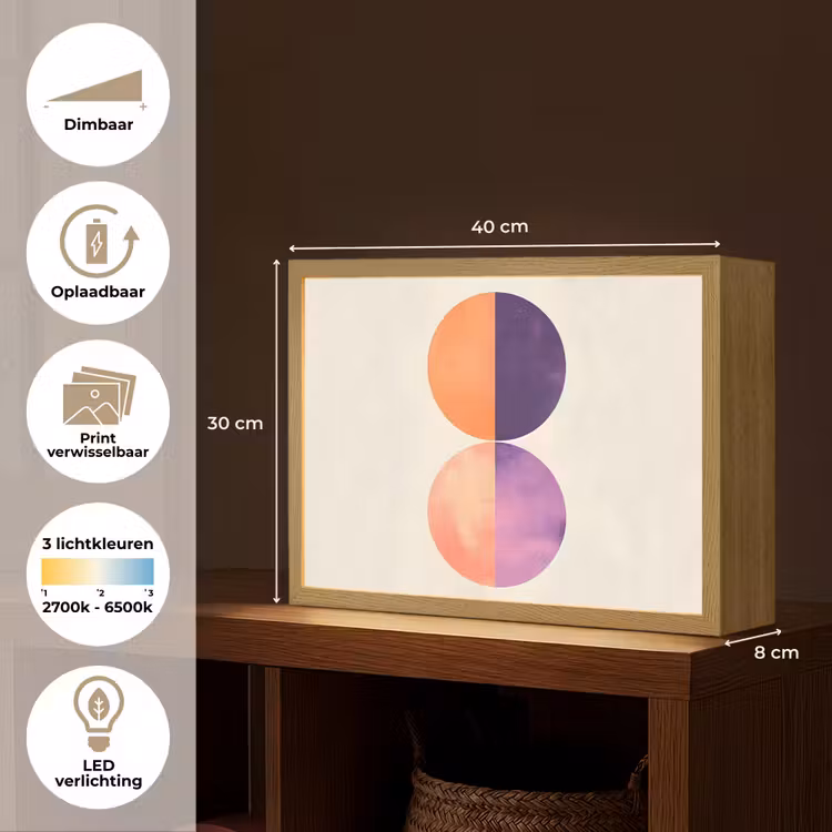 Lightbox - Wandlamp - Abstract - Cirkels - Paars — 10