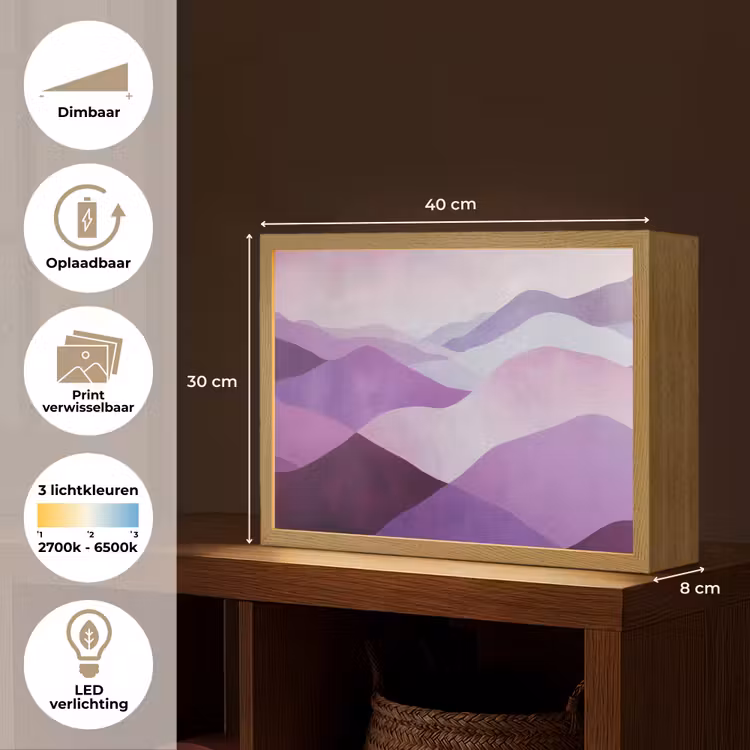 Lightbox - Wandlamp - Abstract - Heuvels - Landschap - Paars — 10