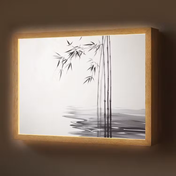 Lightbox - Wandlamp - Bamboestammen - Water - Minimalistisch - Wit — 1