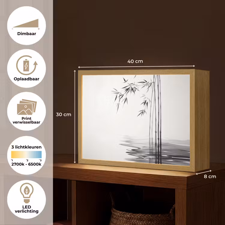 Lightbox - Wandlamp - Bamboestammen - Water - Minimalistisch - Wit — 10