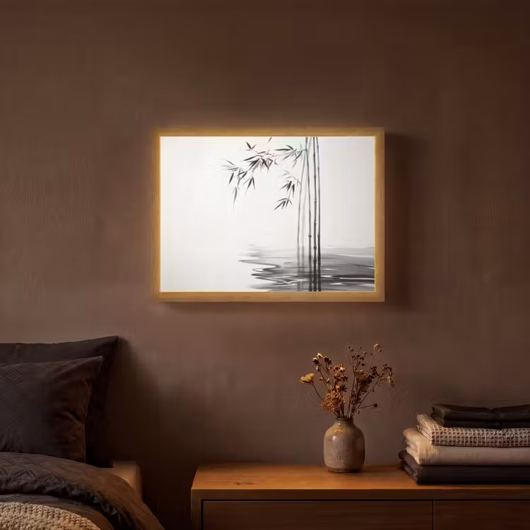 Lightbox - Wandlamp - Bamboestammen - Water - Minimalistisch - Wit — 3