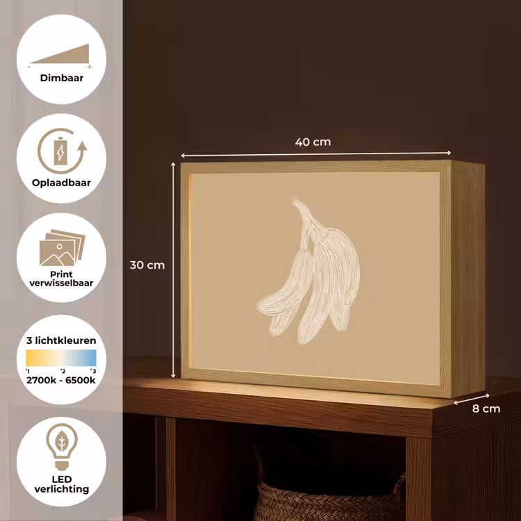 Lightbox - Wandlamp - Bananen - Beige - Lijntekening - Minimalistisch — 10