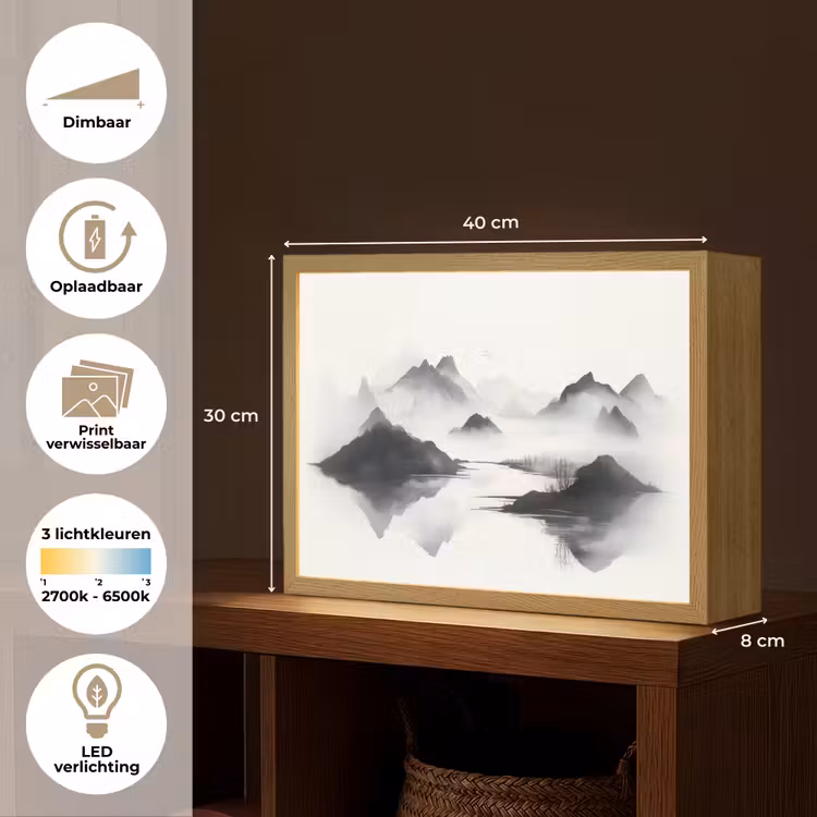 Lightbox - Wandlamp - Bergen - Mistig - Water - Wit — 10