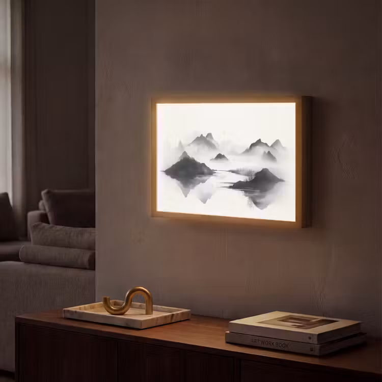 Lightbox - Wandlamp - Bergen - Mistig - Water - Wit — 2