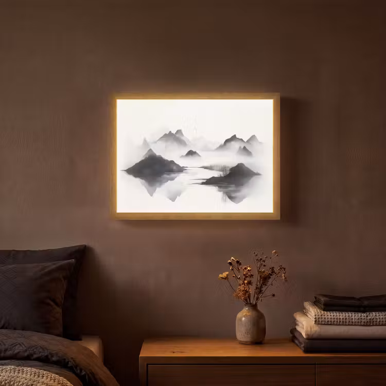 Lightbox - Wandlamp - Bergen - Mistig - Water - Wit — 3