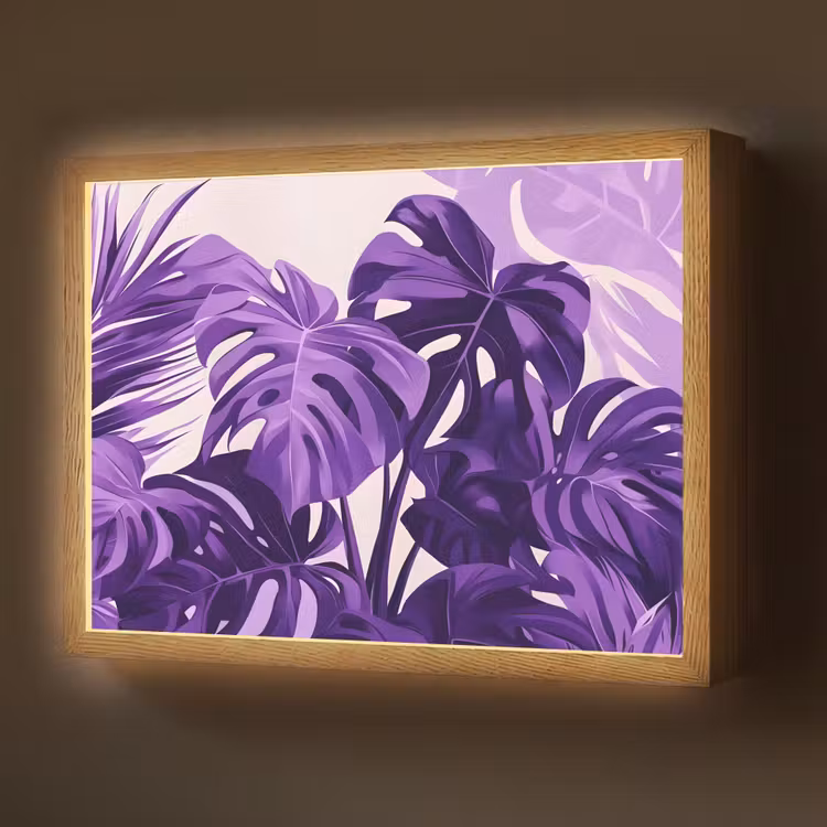 Lightbox - Wandlamp - Bladeren - Paars - Tropisch - Abstract — 1