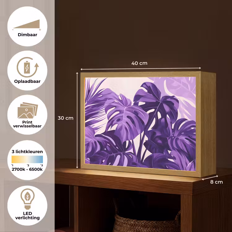 Lightbox - Wandlamp - Bladeren - Paars - Tropisch - Abstract — 10