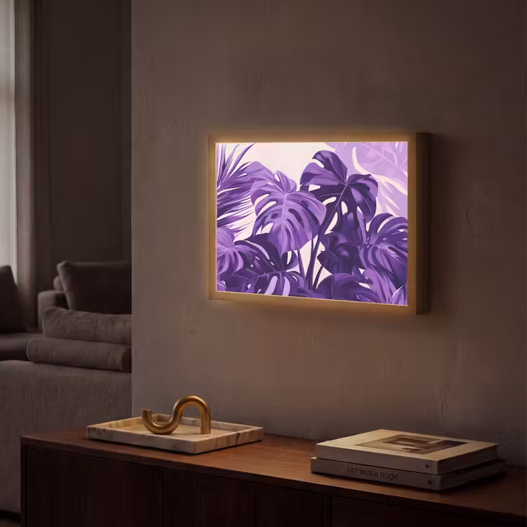 Lightbox - Wandlamp - Bladeren - Paars - Tropisch - Abstract — 2