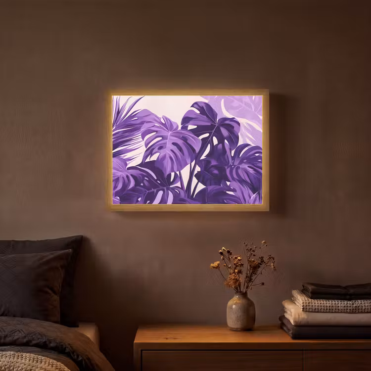 Lightbox - Wandlamp - Bladeren - Paars - Tropisch - Abstract — 3